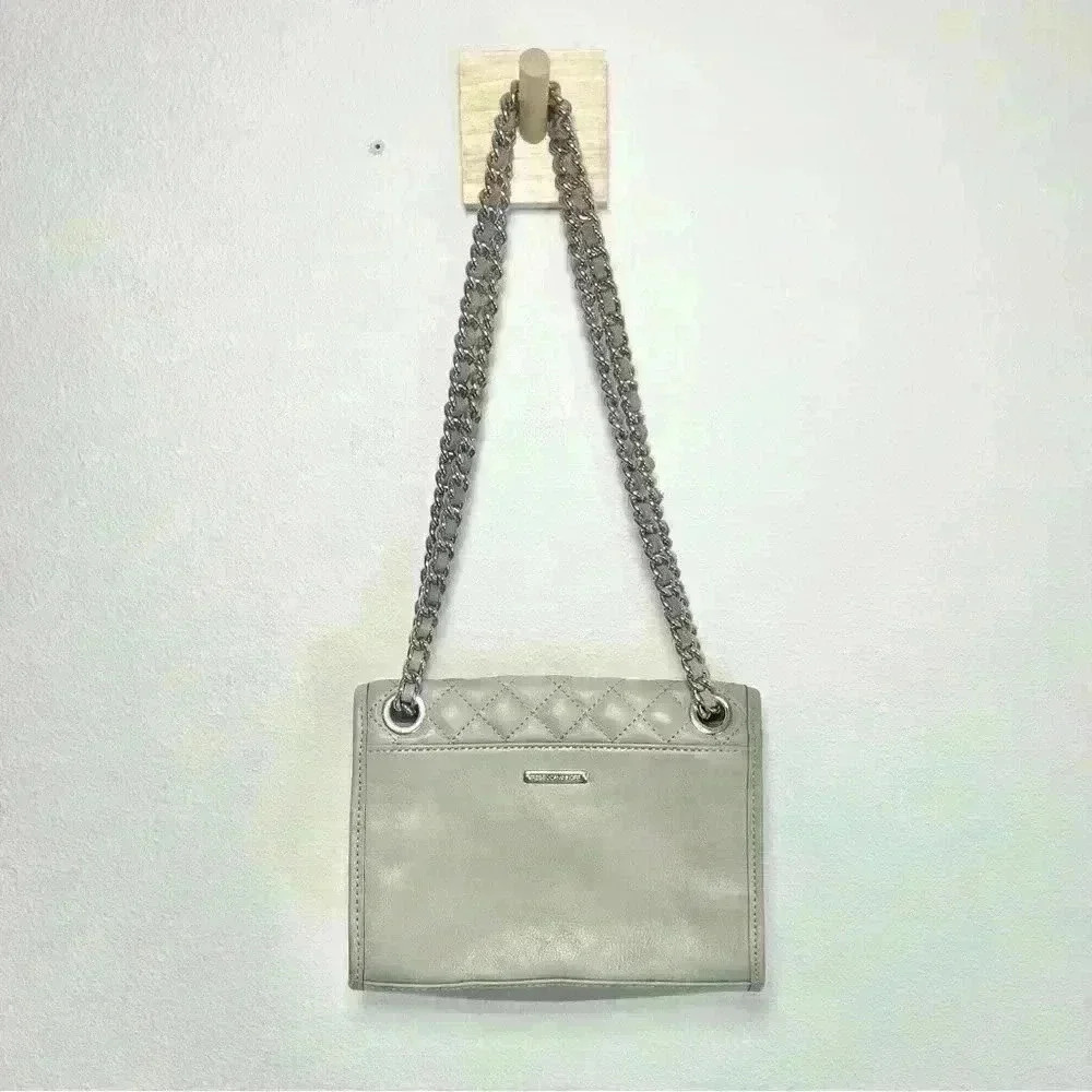 Rebecca Minkoff Shoulder Bag Quilted Mini Affair Light Gray Color - Picture 11 of 16
